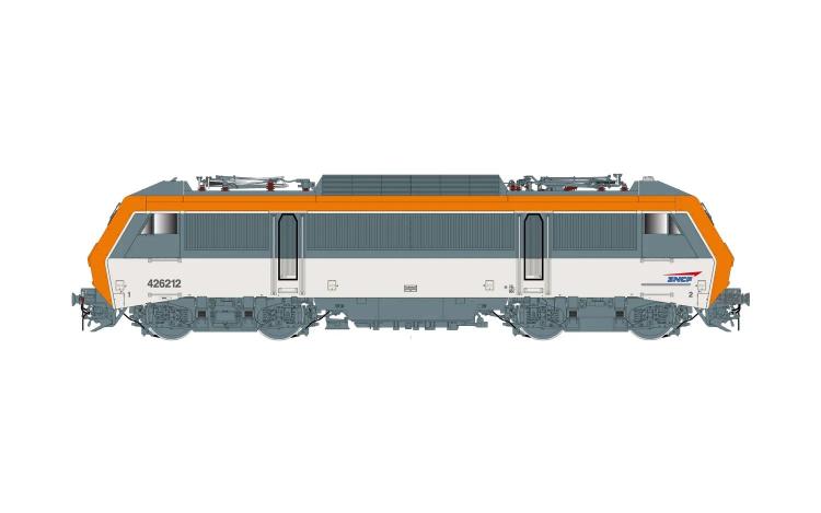 LOCOMOTIVE ELECTRIQUE BB 26212 AVEC 3 FEUX AVANT LIVREE GRISE ORANGE LOGO CASQUETTE SNCF (A RESERVER)