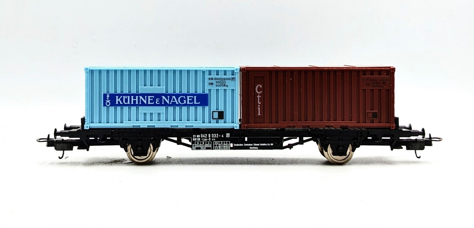 ELECTROTREN 5139K, Wagon Plat Type Remms Chargé De 2 Conteneurs CONFERN Db Bo 5139k Ho 1 87