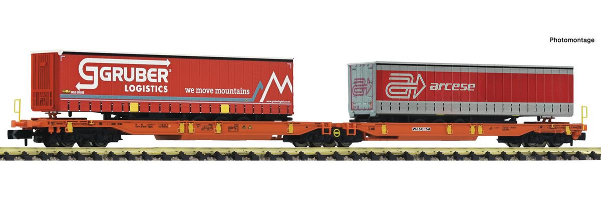 Wagon plat à 2 essieux avec conteneur Arcus Logistic Intermodal