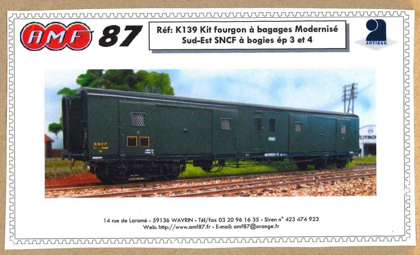 Fourgon à Bagages Dd2 R3M échelle N (1/160) - Train Miniature Français Résine époque 4