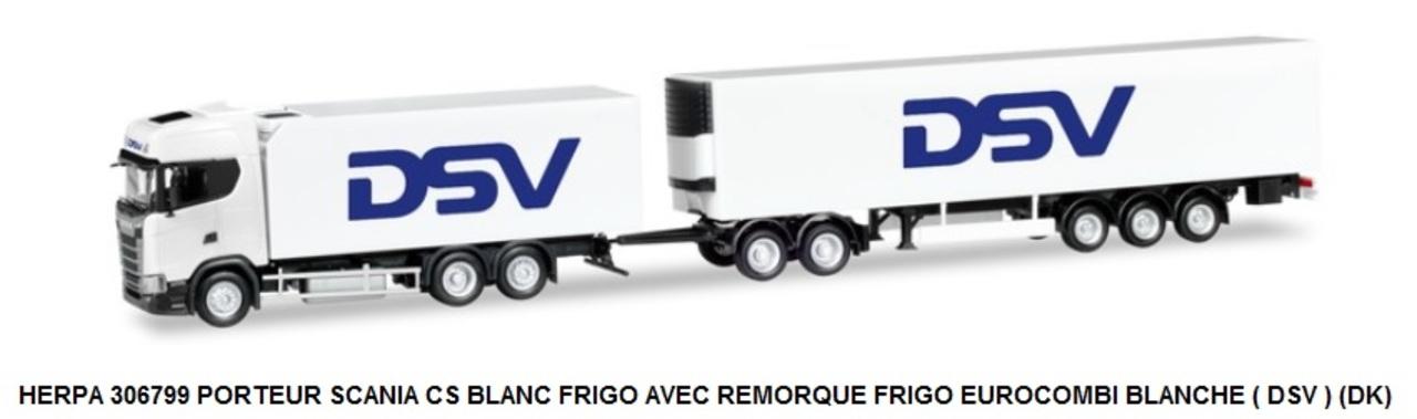 HERPA 1/87 – Camion SCANIA CS Avec Remorque Frigorifique 3 Essieux EISINGER – Neuf