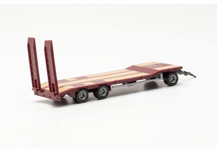 REMORQUE GOLDHOFER 3 ESSIEUX SURBAISSÉE POUR ENGIN DE CHANTIER ROUGE FONCE