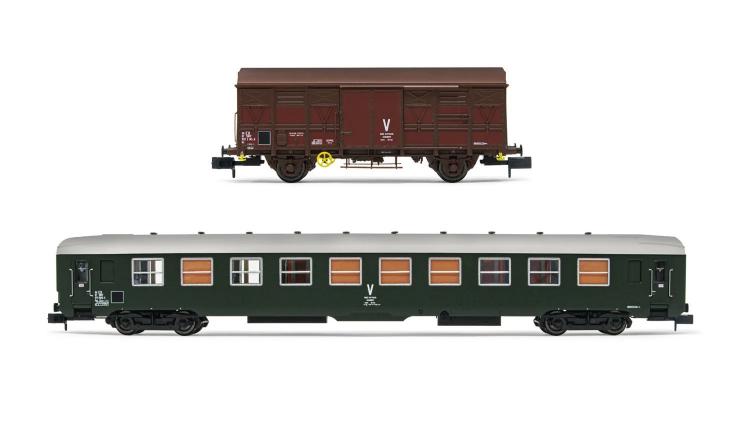 SET DE 2 ELEMENTS TRAIN DE MAINTENANCE EX VOITURE B10 ET 1 WAGON G4 SNCF