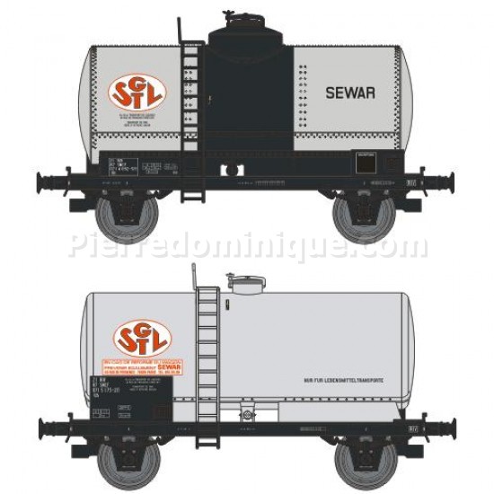 COFFRET 2 WAGONS CITERNE TRANSPORT DE LIQUIDES ALIMENTAIRES SGTL SNCF