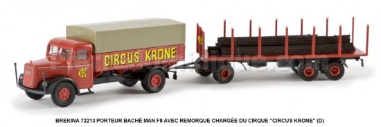 PORTEUR BACHÉ MAN F8 AVEC REMORQUE CHARGÉE DU CIRQUE "CIRCUS KRONE" (D)