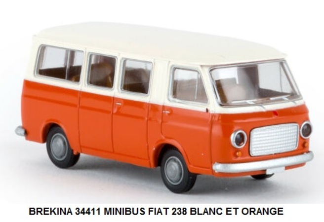 MINIBUS FIAT 238 BLANC ET ORANGE ENTRE 1967 ET 1983