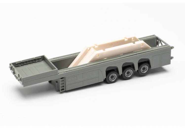 REMORQUE 3 ESSIEUX DE TRANSPORT POUR PIÈCES PRÉFABRIQUÉES BETONS AVEC CHARGEMENT (LANGENDORF)