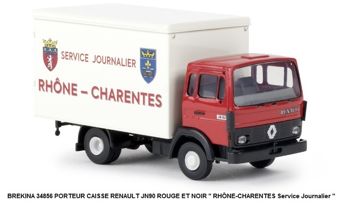 PORTEUR CAISSE RENAULT JN90 ROUGE ET NOIR quot; RHÔNE-CHARENTES Service Journalier quot; 