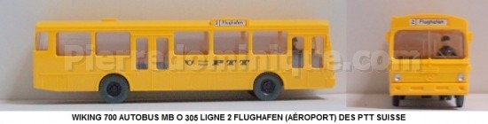  AUTOBUS MB O 305 LIGNE 2 FLUGHAFEN (AÉROPORT) DES PTT SUISSE JAUNE ORANGE