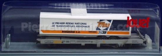 *PROMOS* - WAGON KANGOUROU AVEC CHARGEMENT REMORQUE FRANCE ETOILE SNCF