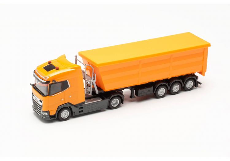SEMI-REMORQUE DAF XG BENNE 3 ESSIEUX ORANGE BACHE