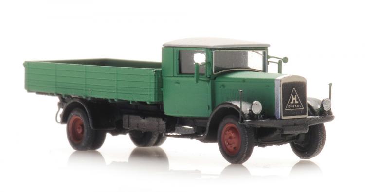 PORTEUR BENNE HANSA LLOYD MERKUR VERT CHASSI NOIR ECHELLE N