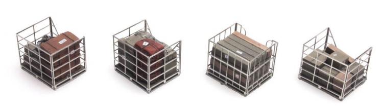 LOT DE 4 PALLETTES CAGE METALLIQUE CHARGEES ECHELLE HO