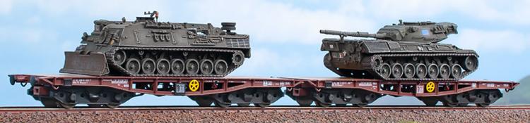 COFFRET 2 WAGONS Rlmmp-t PORTE CHARS FS+ VEHICULES MILITAIRES M113 + Bergpanzer