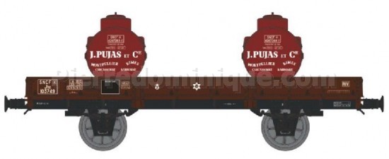 WAGON PLAT OCEM 29 + CITERNES J.PUJAS ET Cie