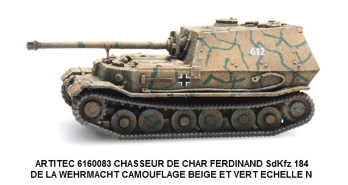 CHASSEUR DE CHAR FERDINAND SdKfz 184 DE LA WEHRMACHT CAMOUFLAGE BEIGE ET VERT ECHELLE N