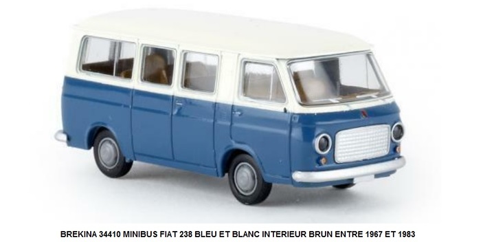 MINIBUS FIAT 238 BLEU ET BLANC INTERIEUR BRUN ENTRE 1967 ET 1983