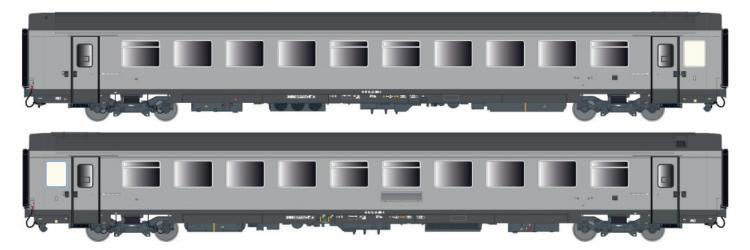 SET DE 2 VOITURES VOYAGEURS VTU PLC A10RTU + A10RTU VOITURES D'AFFRETEMENTS AVANT PELLICULAGE CROISIERE SNCF