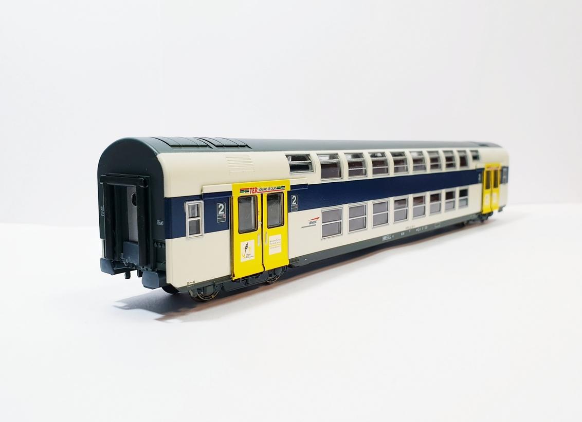 Voiture Voyageur VB2N SNCF Nord Pas-de-Calais à L'échelle N (1:160) - Modèle Vitrains Avec éclairage Intérieur