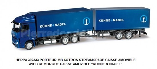 PORTEUR MB ACTOS STREAMSPACE AVEC REMORQUE CAISSES AMOVIBLES "KHUNE  NAGEL"