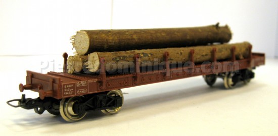 WAGON RANCHERS A BOGIES CHARGE DE GRUMES SNCF SOUS CELLOPHANE