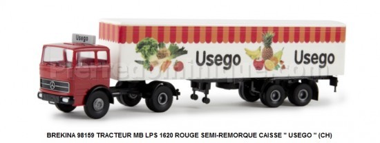 *PROMOS* - TRACTEUR MB LPS 1620 ROUGE SEMI-REMORQUE CAISSE " USEGO " (CH)