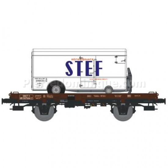 WAGON PLAT UFR SNCF + REMORQUE STEF