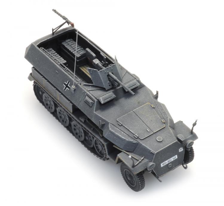 HALTRACK VEHICULE DE TRANSPORT DE TROUPE Sd.Kfz 251/10 AVEC CANON ANTI CHAR PaK36 DE 37MM GRIS WEHRMACTH