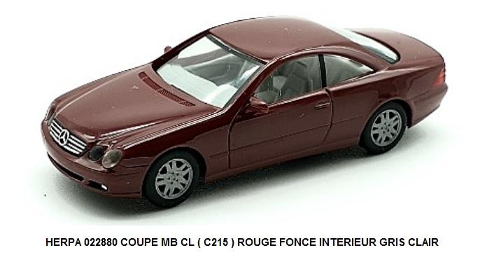 COUPE MB CL ( C215 ) ROUGE FONCE INTERIEUR GRIS CLAIR