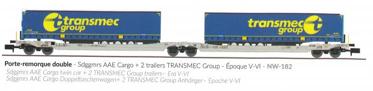 DOUBLE WAGON KANGOUROU AAE CARGO + 2 SEMI REMORQUES TRANSMEC GROUP