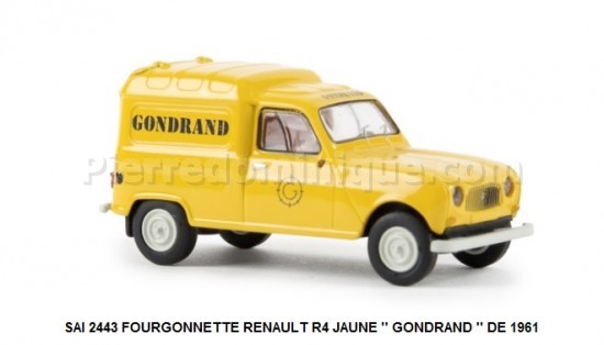 FOURGONNETTE RENAULT R4 JAUNE '' GONDRAND '' DE 1961