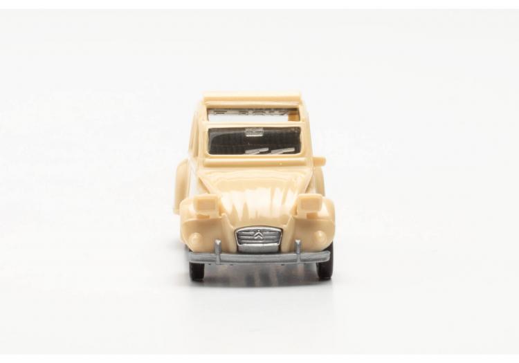 CITROËN 2 CV AVEC TOIT OUVERT, BLANC CRÈME