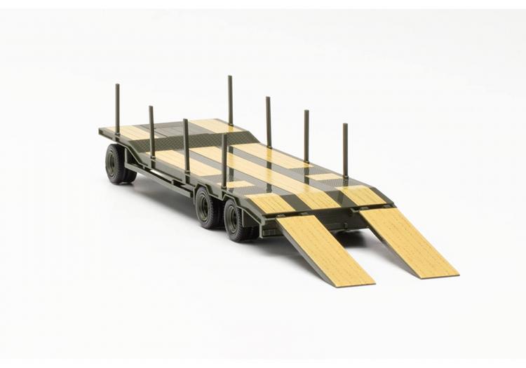 REMORQUE GOLDHOFER 3 ESSIEUX SURBAISSÉE POUR ENGIN VERT ARMEE