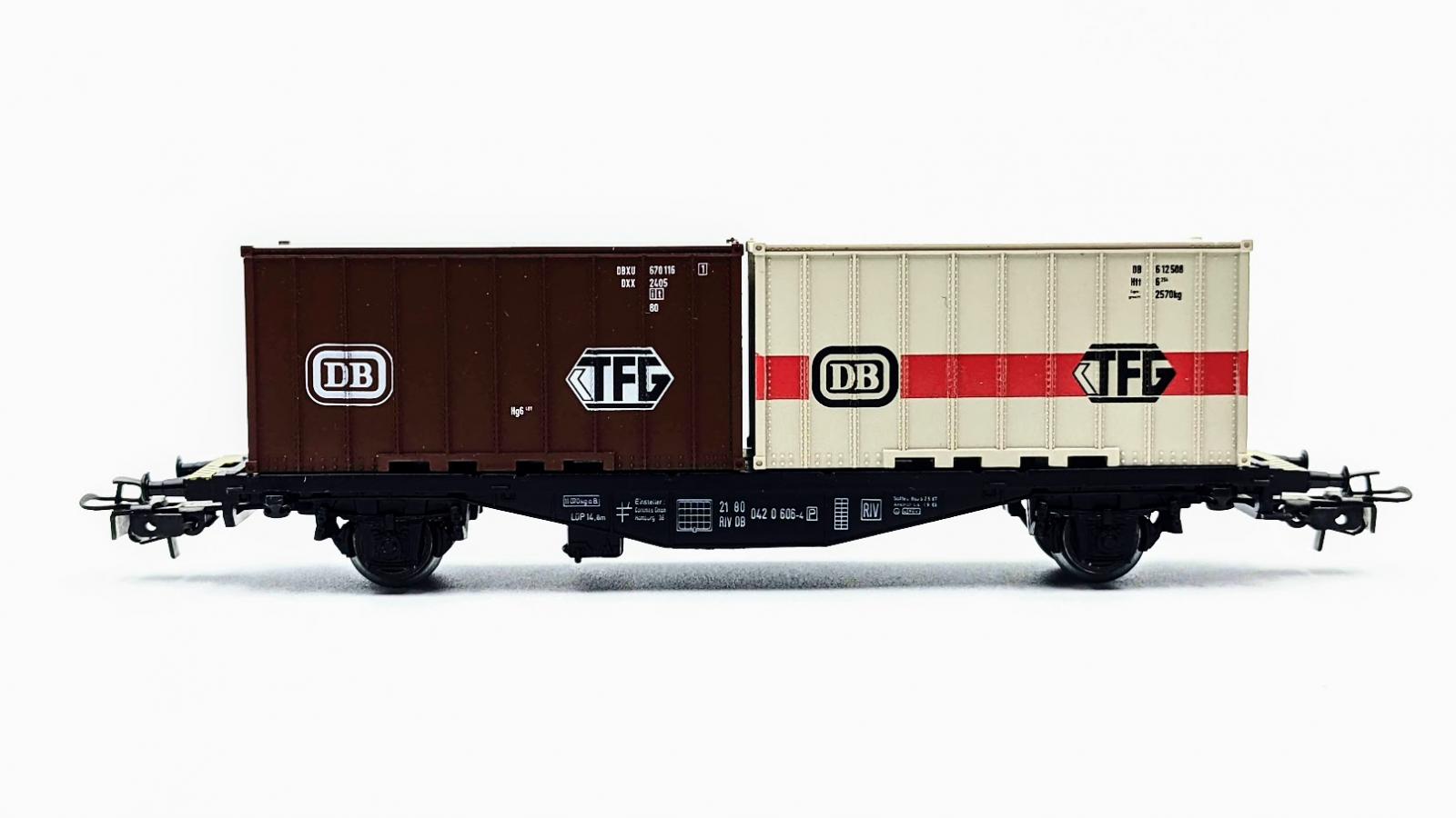 MÄRKLIN HO 4520 – Wagon Plat Porte-conteneurs VTG, époque 4, Allemand, Gris Vintage