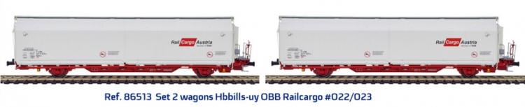 SET DE 2 WAGONS HBBILLS-UY N022/023 RAIL CARGO AUSTRIA OBB
