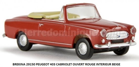 PEUGEOT 403 CABRIOLET OUVERT ROUGE INTERIEUR BEIGE DE 1957