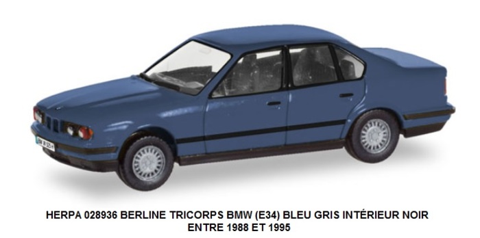 *PROMOS* - BERLINE TRICORPS BMW (E34) BLEU GRIS INTÉRIEUR NOIR ENTRE 1988 ET 1995