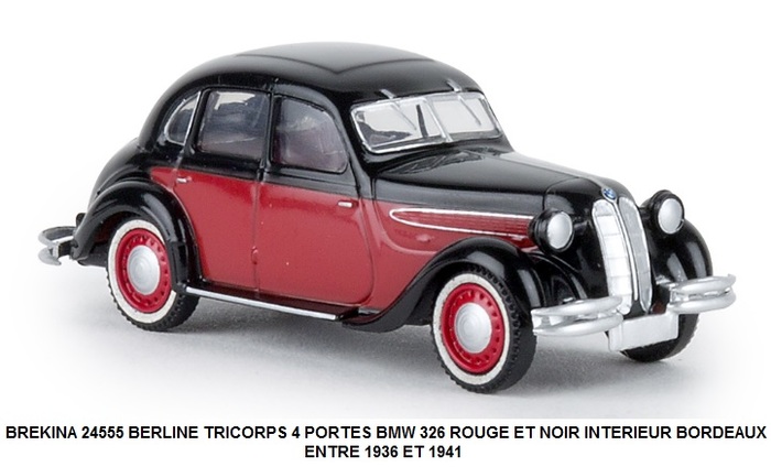 BERLINE TRICORPS 4 PORTES BMW 326 ROUGE ET NOIR INTERIEUR BORDEAUX ENTRE 1936 ET 1941