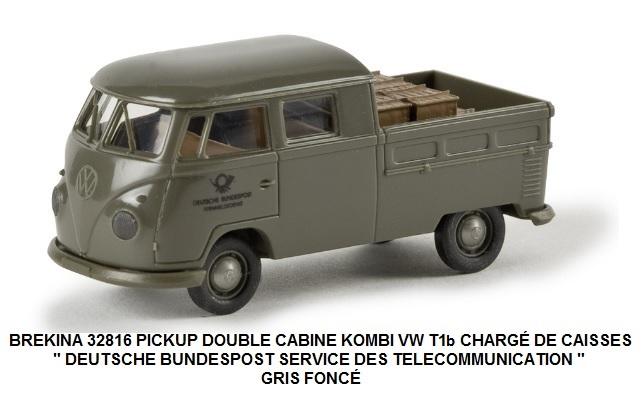 VW KOMBI T1a PICK-UP DOUBLE CABINE CHARGE DE CAISSE ( DEUTSCHE BUNDESPOST )