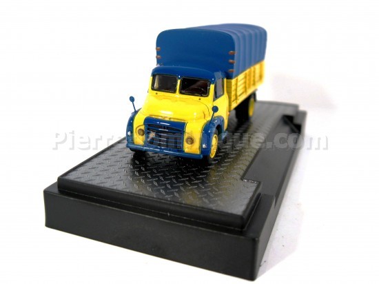 CITROEN U23 CABINE AVANCEE PORTEUR A RIDELLES JAUNE ET BLEU BACHÈ BLEU DE 1958