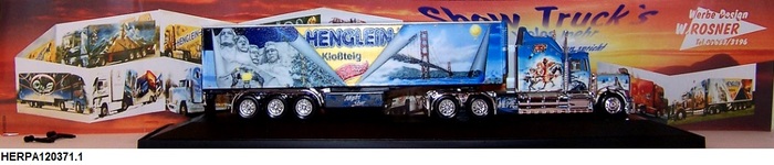 TRACTEUR KENWORTH W900B SUPERTRUCK  SEMI-REMORQUE FRIGORIFIQUE DÉCORÉ HENGLEIN Design W.Rosner - SANS BOITE