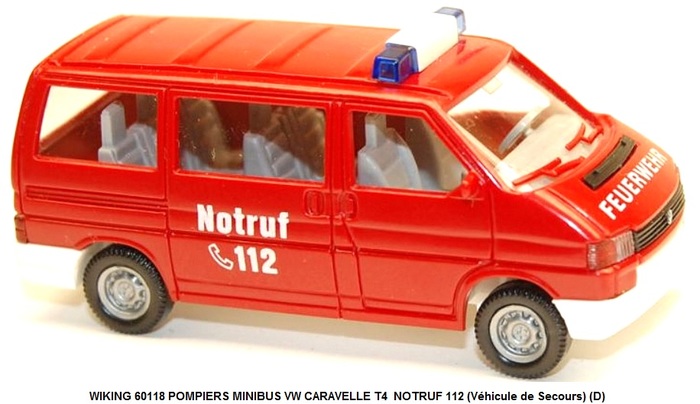 POMPIERS MINIBUS VW CARAVELLE T4  NOTRUF 112 (Véhicule de Secours) (D)