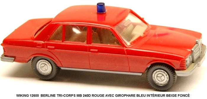 BERLINE TRI-CORPS MB 240D ROUGE AVEC GIROPHARE BLEU INTÉRIEUR BEIGE FONCÉ