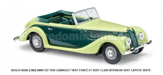 (CMD) BMW 327 1938 CABRIOLET VERT FONCÉ ET VERT CLAIR INTÉRIEUR VERT CAPOTE VERTE