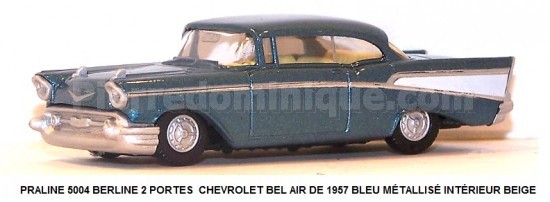 BERLINE 2 PORTES  CHEVROLET BEL AIR DE 1957 BLEU MÉTALLISÉ INTÉRIEUR BEIGE