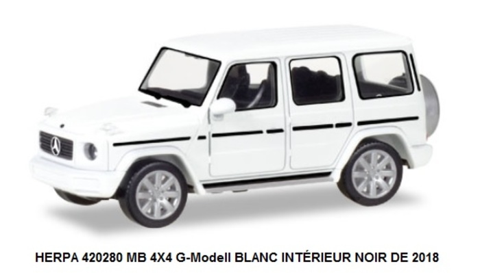 MB 4X4 G-Modell BLANC INTÉRIEUR NOIR DE 2018