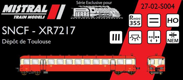 REMORQUE D\'AUTORAIL XR7217, TOIT ROUGE, SNCF - SERIE EXCLUSIVE PIERRE DOMINIQUE