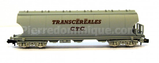 WAGON CEREALIER A PAROIS LATERALES BOMBEES ''TRANSCEREALES CTC'' SNCF