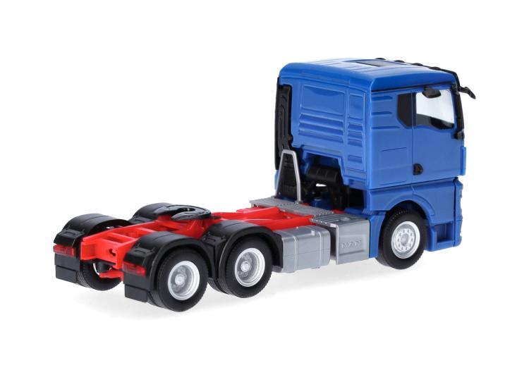 TRACTEUR MAN TGX GN BLEUE ET ROUGE 3 ESSIEUX
