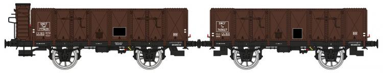 SET DE 2 WAGONS TOMBEREAU OCEM 19, TWF 773429 ET TW 743627 SNCF